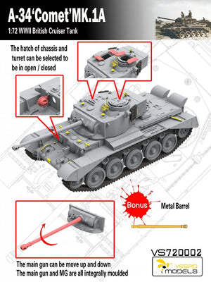 Vespid Models VS720002 A-34 &amp;#39;Comet&amp;#39; MK.1A British Cruiser Tank 1/72 – Bild 3