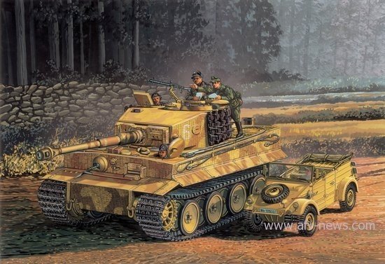 Dragon 7434 Tiger I Mid Production with Zimmerit and Kubelwagen 1/72