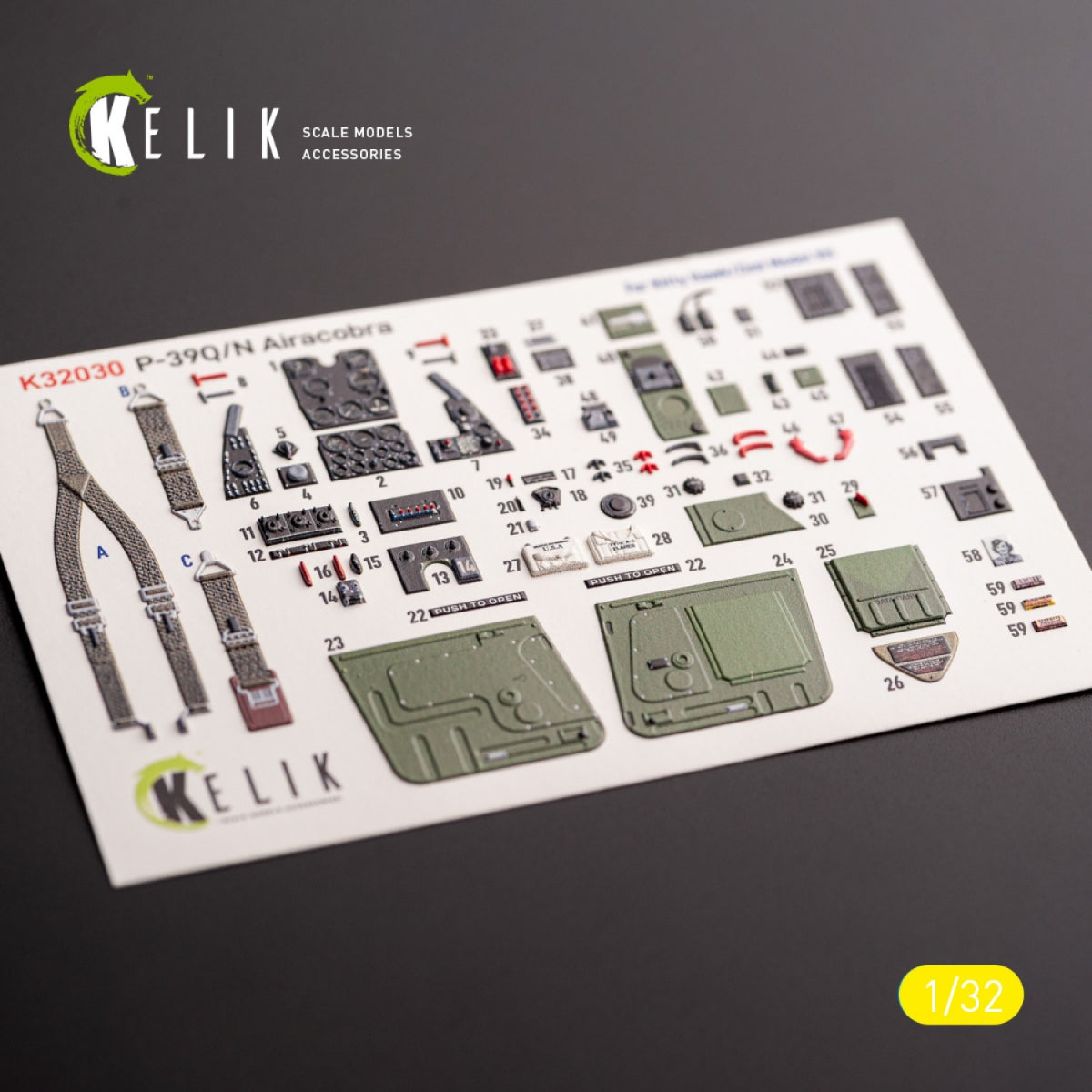 KELIK K32030 P-39Q/N - interior 3D decals for Kitty Hawk/Zimi models kit 1/32