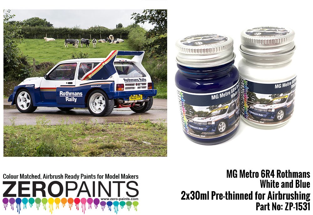 Zero Paints ZP-1531 MG Metro 6R4 Rothmans - White and Blue Paint Set 2x30ml