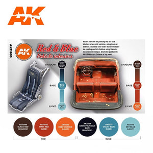 AK Interactive AK11685 3G RED &amp;amp; BLUE VEHICLE INTERIORS 6x17 ml – Bild 2