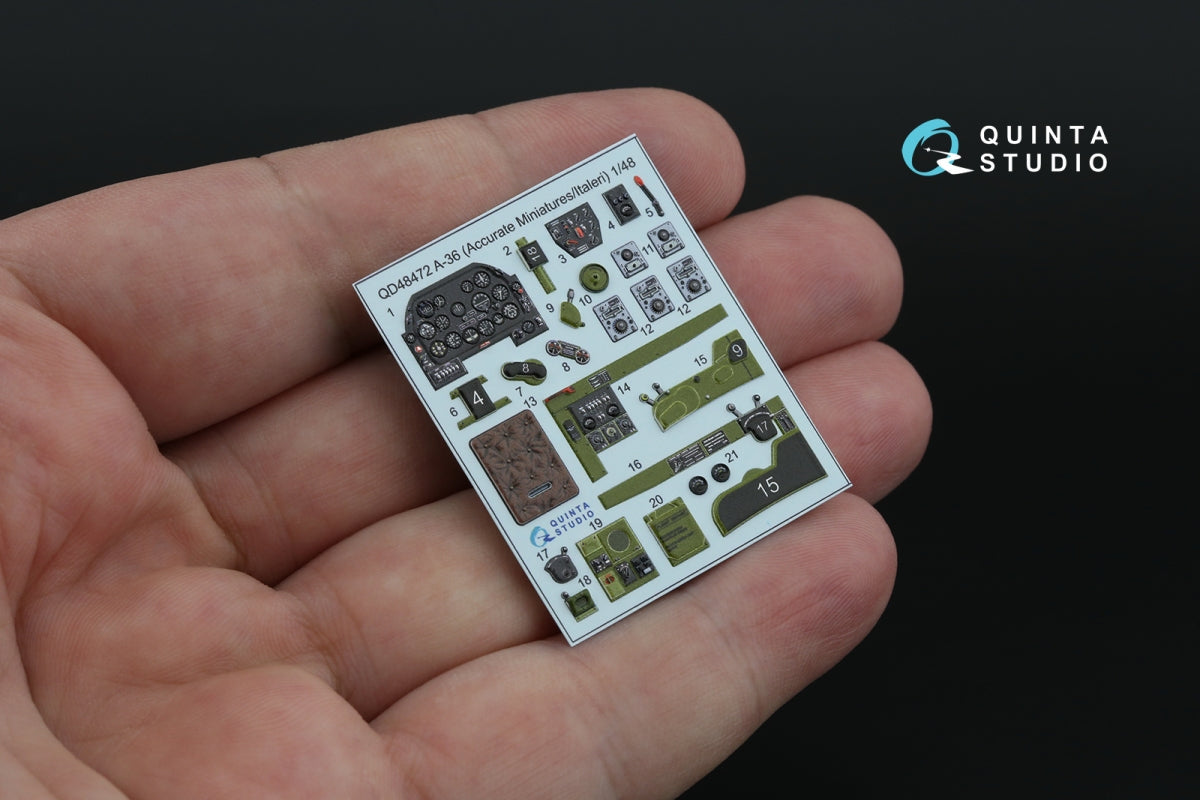 Quinta Studio QD48472 A-36 3D-Printed coloured Interior on decal paper (Accurate Miniatures/Italeri) 1/48 – immagine 4