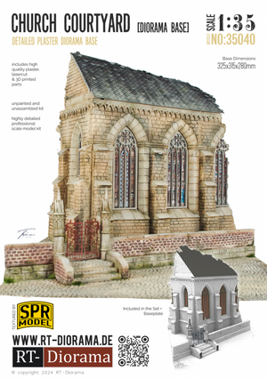 RT-Diorama 35040 Socle de diorama : Cour d&amp;#39;église 1/35