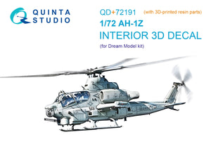Quinta Studio QD+72191 AH-1Z 3D-Printed &amp; coloured Interior on decal paper (Dream Model) 1/72
