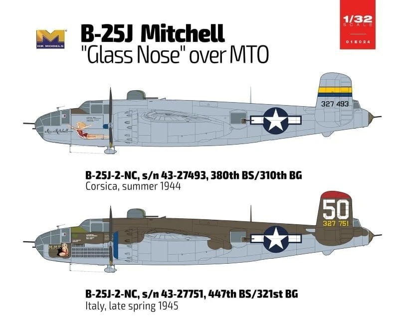 HK MODELS 01E024 B-25J Glass Nose, Version 2. Mediterranean Theater of Operations (MTO) 1/32 – zdjęcie 2