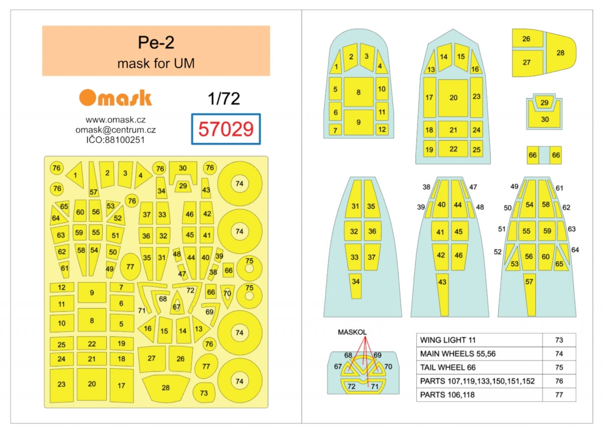 Omask 57029 Masque Pe-2 (pour UM) 1/72 – image 2