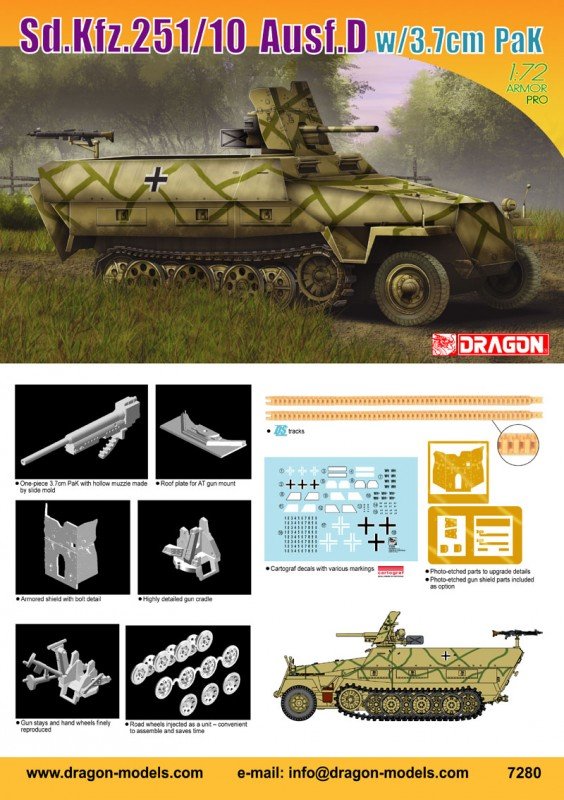 Dragon 7280 SdKfz.251/10 ,Ausf.D w.3,7 PaK 1/72 – Bild 2