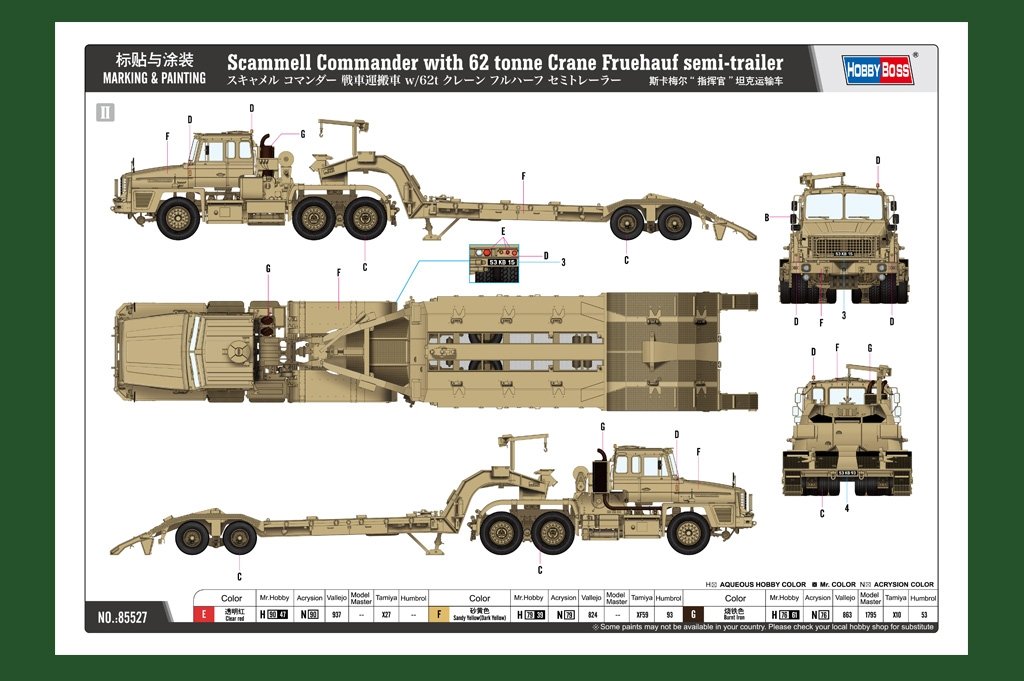 Hobby Boss 85527 Scammell Commander with 62 tonne Crane Fruehauf semi-trailer 1/35 – imagen 5