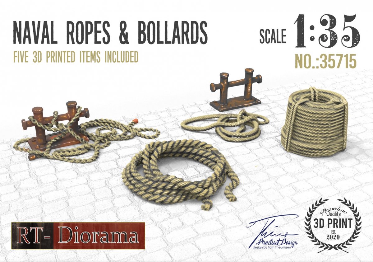 RT-Diorama 35715 Ensemble de cordages et de bornes d'amarrage navales à l'échelle 1/35