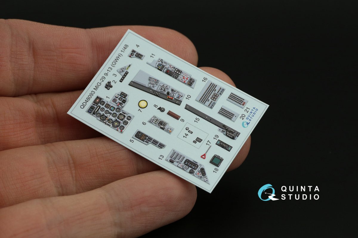 Quinta Studio QD48093 MiG-29 (9-13) 3D-Printed &amp;amp; coloured Interior on decal paper (for GWH ) 1/48 – immagine 8
