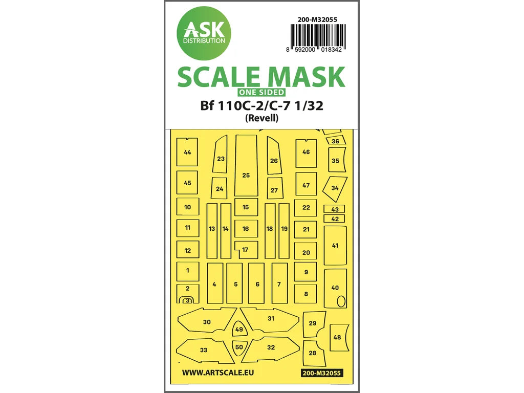 Art Scale Kit M32055 Messerschmitt Bf 110C-2/C-7 One-Sided Express Masks for Revell 1/32