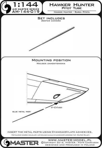 Master AM-144-019 Hawker Hunter - Pitot Tube 1/144 – immagine 3