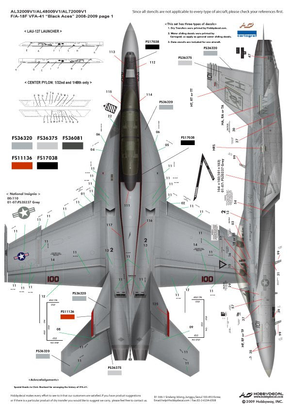 HobbyDecal AL48009V1 F/A-18F Black Aces 2008-2009 1/48 – image 4