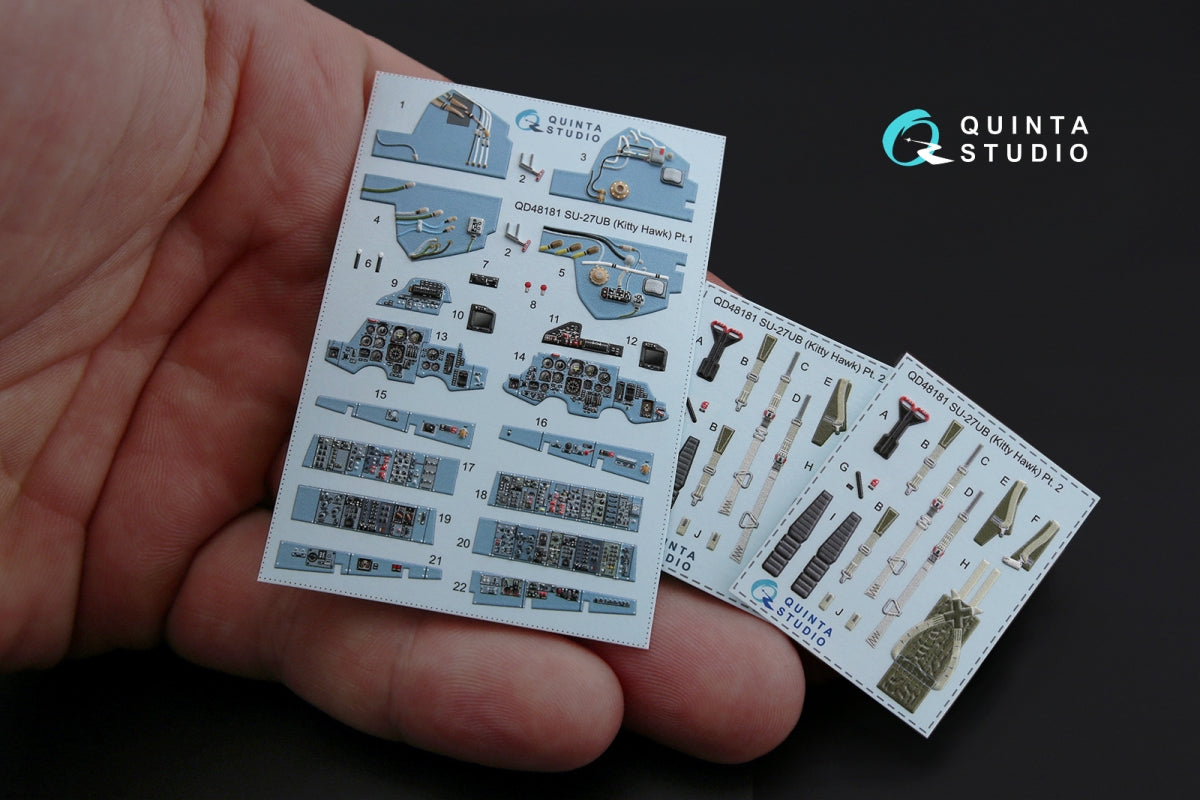 Quinta Studio QD48181 Su-27UB 3D-Printed coloured Interior on decal paper (for KittyHawk kit) 1/48 – Bild 4