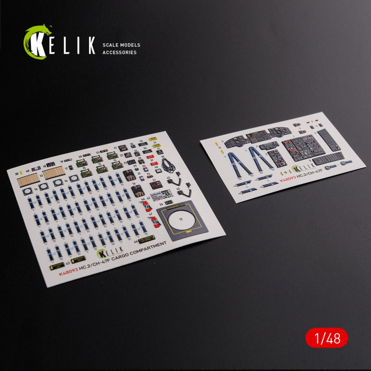 KELIK K48093 CH-47F interior 3D decals for Italeri kit 1/48