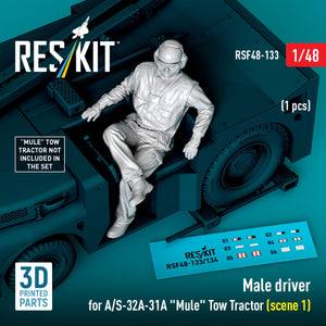 RESKIT RSF48-0133 Male driver for A/S-32A-31A "Mule" Tow Tractor (scene 1) (1 pcs) (3D Printed) 1/48