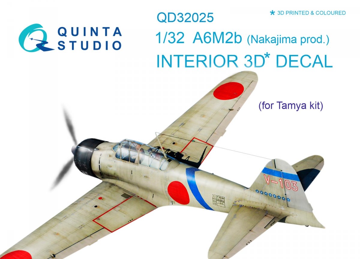 Intérieur imprimé en 3D et coloré sur papier décalcomanie Quinta Studio QD32025 A6M2b (Nakajima prod.) 1/32