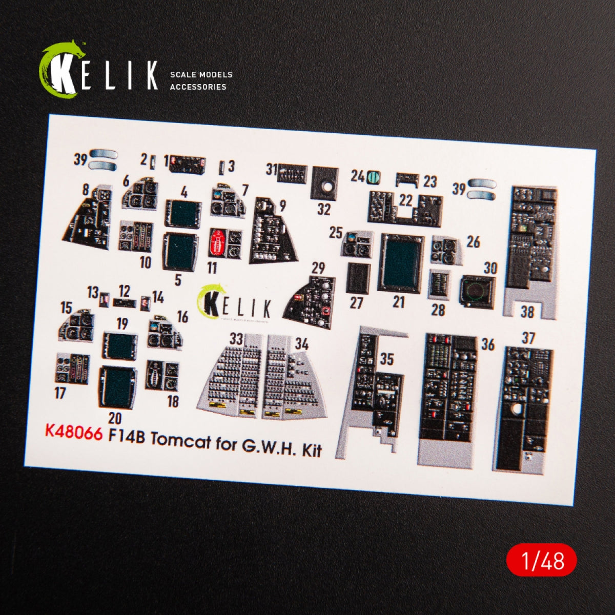 KELIK K48066 F-14B TOMCAT INTERIOR 3D DECALS FOR GWH KIT 1/48 – zdjęcie 3