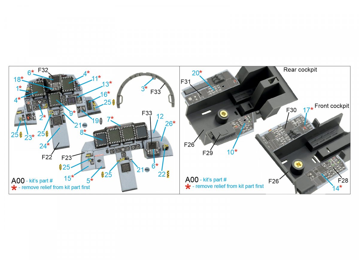 Quinta Studio QDS-32119 F-15E 3D-Printed &amp;amp; coloured Interior on decal paper ( Tamiya ) (small version) 1/32 – immagine 2