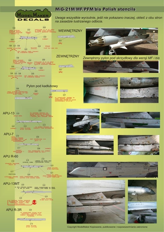 ModelMaker Decals D48020 MiG-21PFM/M/MF/bis/UM Polish stencils 1/48 – image 9