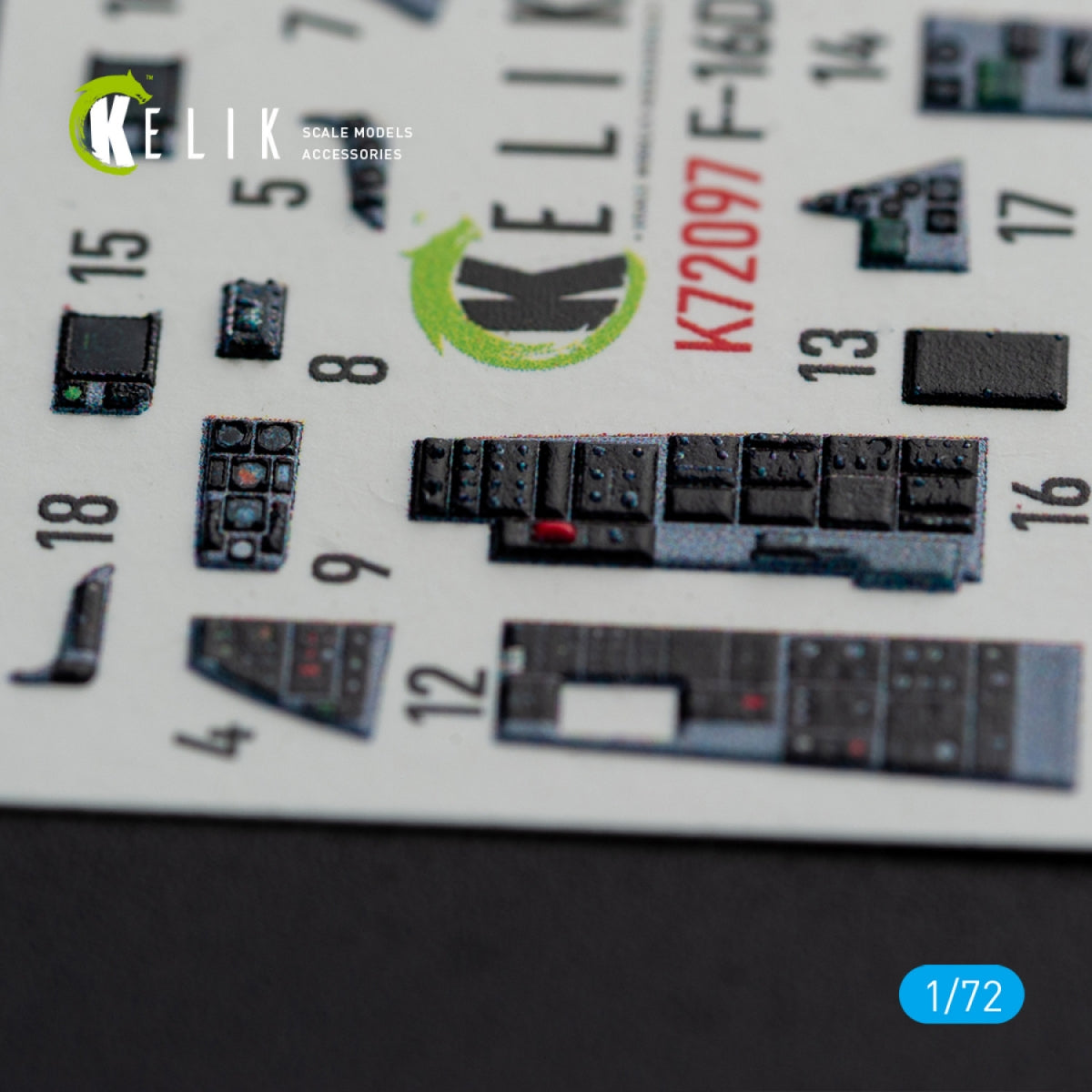 KELIK K72097 F-16D interior 3D decals for Revell kit 1/72 – immagine 6