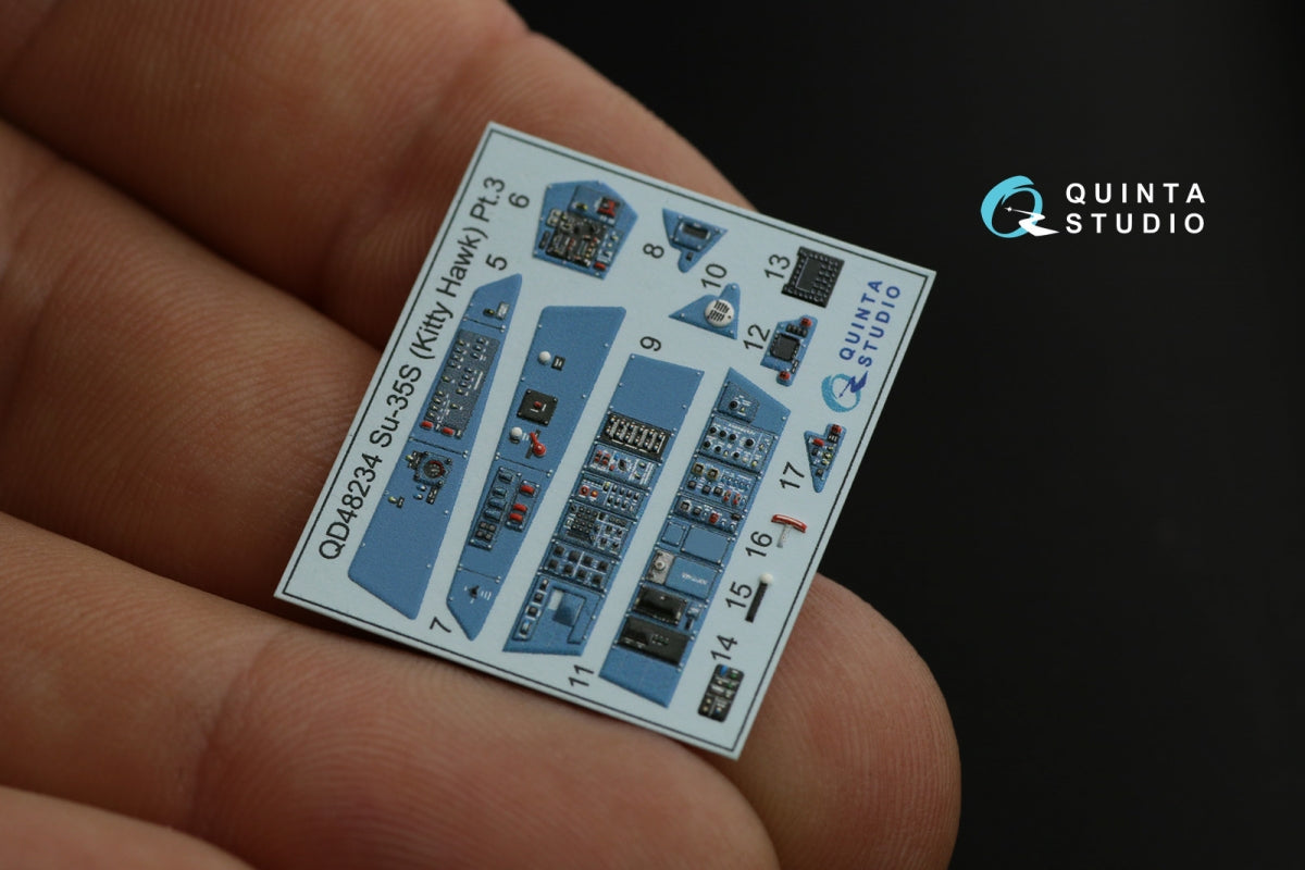 Quinta Studio QD48234 Su-35S 3D-Printed &amp;amp; coloured Interior on decal paper (KittyHawk) 1/48 – immagine 11