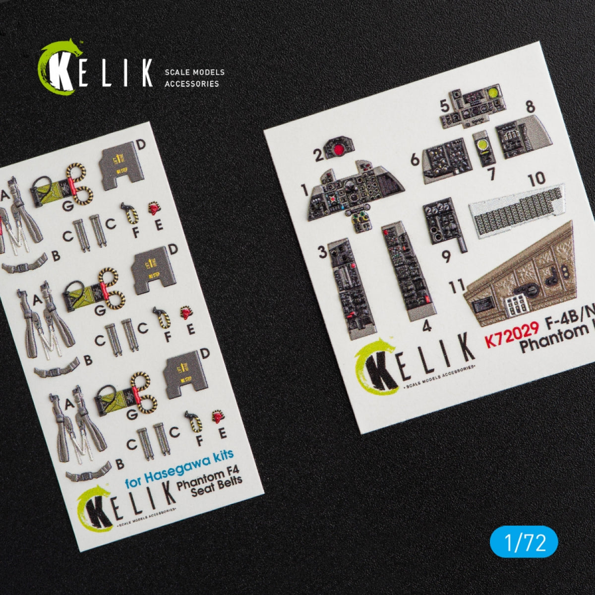 KELIK K72029 F-4(B,N) &amp;quot;PHANTOM II&amp;quot; INTERIOR 3D DECALS FOR HASEGAWA KIT 1/72