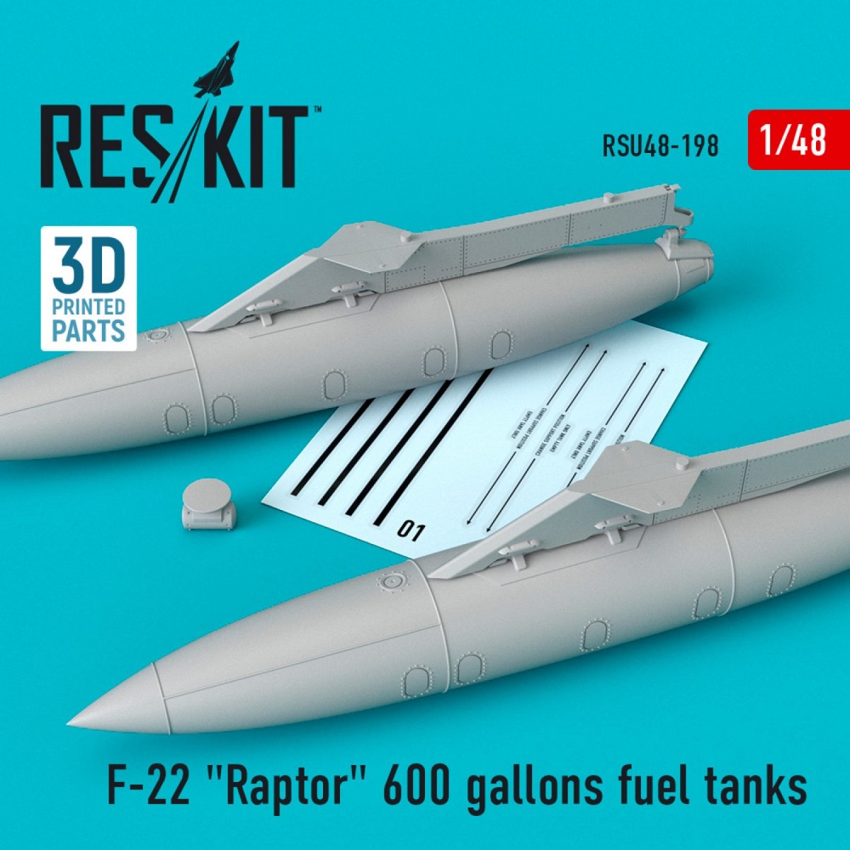 RESKIT RSU48-0198 F-22 "RAPTOR" 600 GALLONS FUEL TANKS 1/48