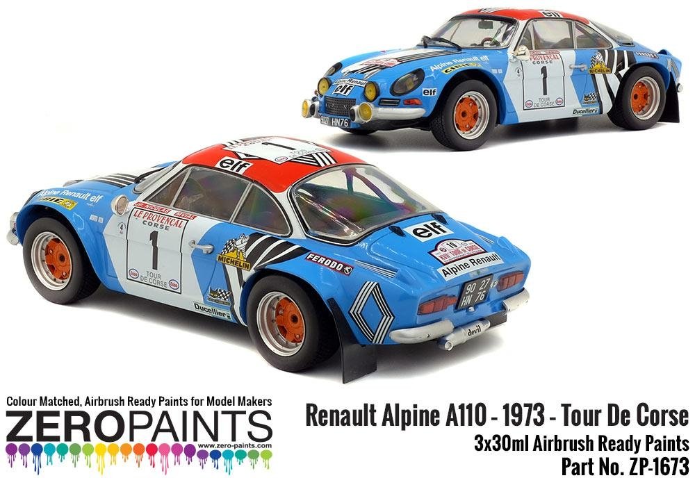 Zero Paints 1673 Renault Alpine A110 – 1973 – Tour De Corse Red - White - Blue Paint Set 3x30ml – immagine 3