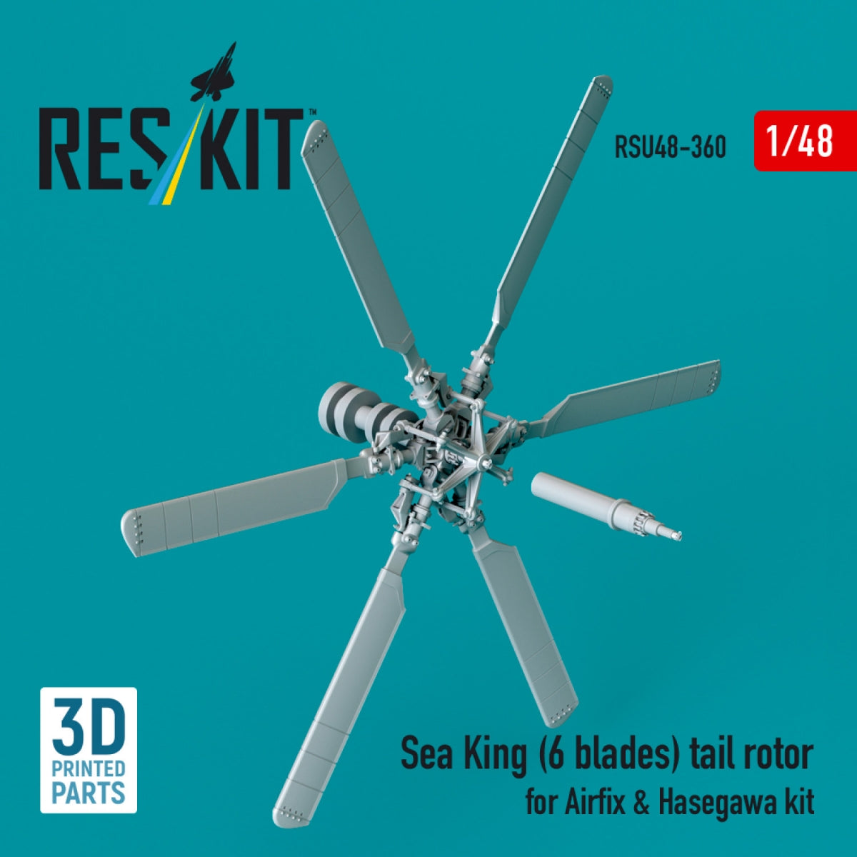 RESKIT RSU48-0360 Sea King (6 blades) tail rotor for Airfix &amp; Hasegawa kit (3D printed) 1/48