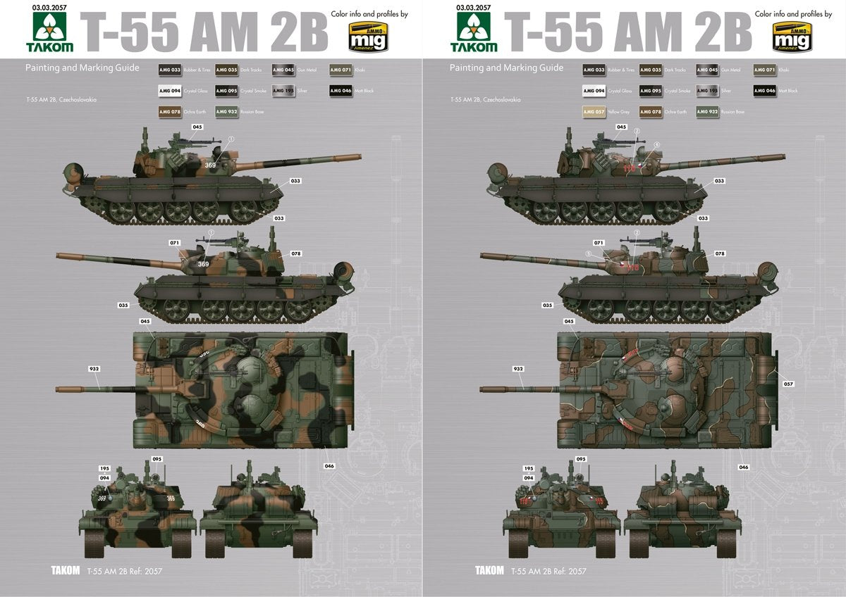 Hobby 2000 35002 T-55AM2B &amp;quot;Kladivo&amp;quot; (w/bonus 4 painting and marking ) 1/35 – immagine 3