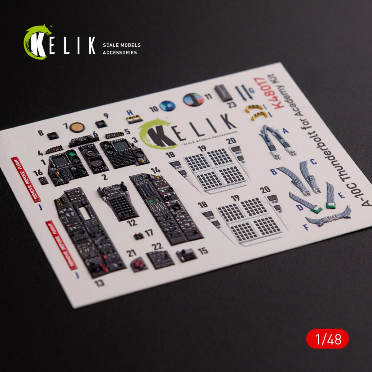 KELIK K48017 A-10C &amp;quot;Thunderbolt &amp;quot; interior 3D decals for Academy kit 1/48