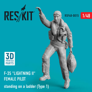 RESKIT RSF48-0015 F-35 « LIGHTNING II » PILOTE FÉMININE DEBOUT SUR UNE ÉCHELLE (TYPE 1) (IMPRIMÉE EN 3D) 1/48
