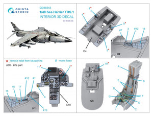 Quinta Studio QD48343 Sea Harrier FRS.1 3D-Printed &amp;amp; coloured Interior on decal paper (Kinetic) 1/48 – immagine 8