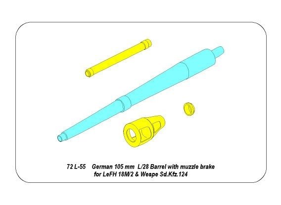 Aber 72L-55 Lufa 105mm do niemieckiej armaty LeFH 18 lub “Wespe” / German 105mm barrel for LeFH 18 “Wespe” 1/72 – immagine 3