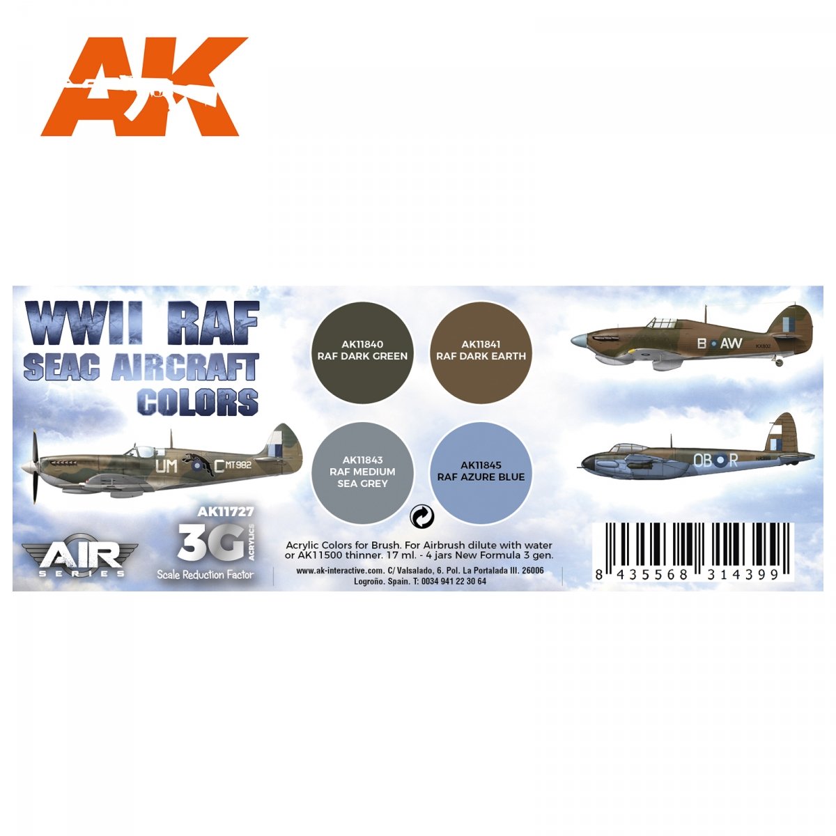 AK Interactive AK11727 WWII RAF SEAC AIRCRAFT COLORS 4x17 ml – zdjęcie 2