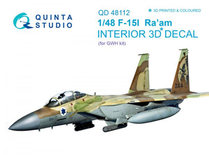 Quinta Studio QD48112 F-15I 3D-Printed &amp;amp; coloured Interior on decal paper (for GWH kit) 1/48