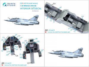 Quinta Studio QDS-48118 Mirage 2000-5B 3D-Printed &amp;amp; coloured Interior on decal paper (Kinetic) (Small version) 1/48 – immagine 10