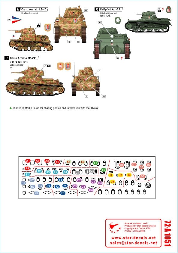Star Decals 72-A1051 Balkans Seconde Guerre mondiale n° 1. Croatie pendant la Seconde Guerre mondiale. Chars oustachis 1/72 – image 2
