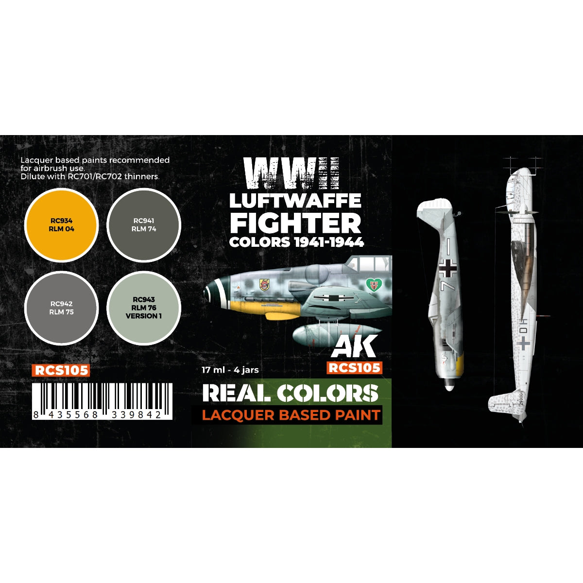 AK Interactive RCS105 Luftwaffe Fighter Colors 1941-1944 4x17ml – immagine 2