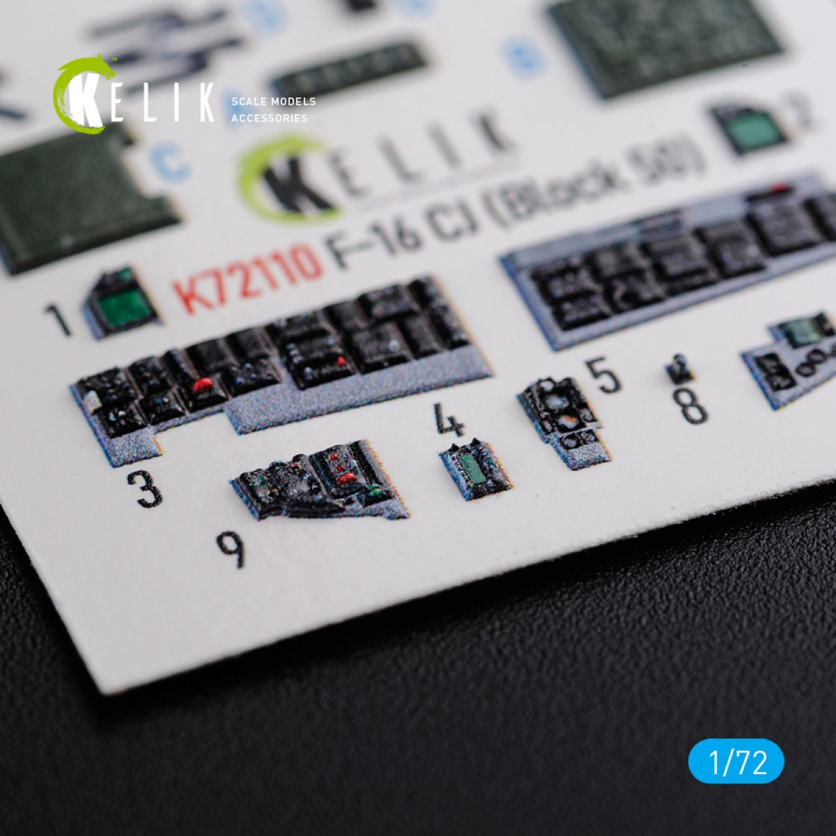 KELIK K72110 F-16 CJ (Block 50) interior 3D decals for Tamiya kit 1/72 – immagine 7