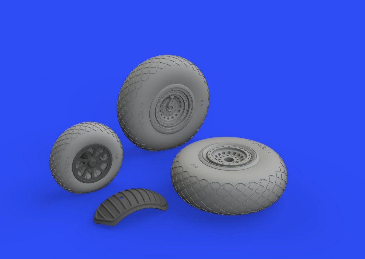 Eduard 632149 B-24 wheels (9spoke front wheel) 1/32 HOBBY BOSS – immagine 2
