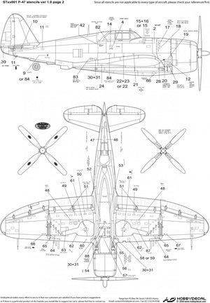 HobbyDecal ST32001V1 P-47 Stencils ver 1 1/32 – immagine 3