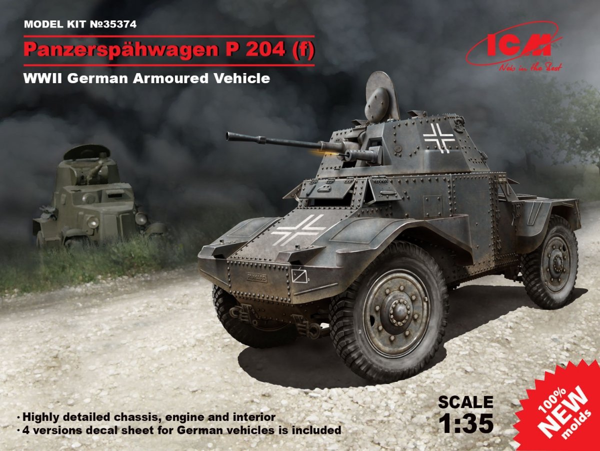 ICM 35374 Panzerspahwagen P 204 (f) WWII German Armored Vehicle