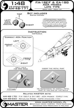 Master AM-48-171 F/A-18E/F Super Hornet &amp;amp; EA-18G Growler - sondy Angle Of Attack - typ PÓŹNY 1/48 – Bild 2