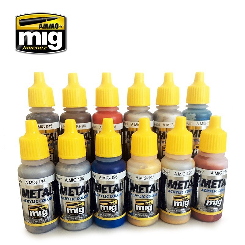 AMMO of Mig Jimenez 7175 METALLIC COLORS SET (12x17ml) – Bild 2