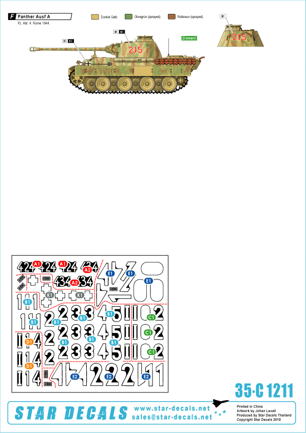 Star Decals 35-C1211 German tanks in Italy # 11 Panther A &amp;amp; G 1/35 – immagine 2