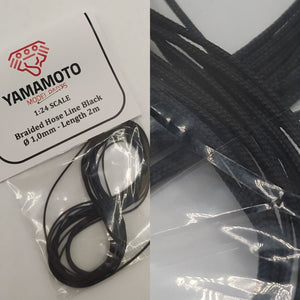 Tuyau tressé noir Yamamoto Model Parts YMPTUN69, 1,0 mm, 2 m, échelle 1/24