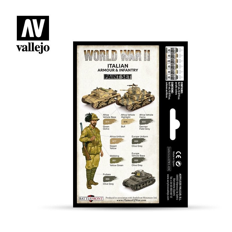 Vallejo 70209 WWII Italian Armour &amp;amp; Infantry 6x17ml – immagine 2