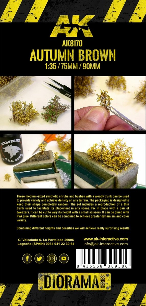 AK Interactive AK8170 AUTUMN BROWN SHRUBBERIES 75MM / 90MM 1/35 – Bild 3